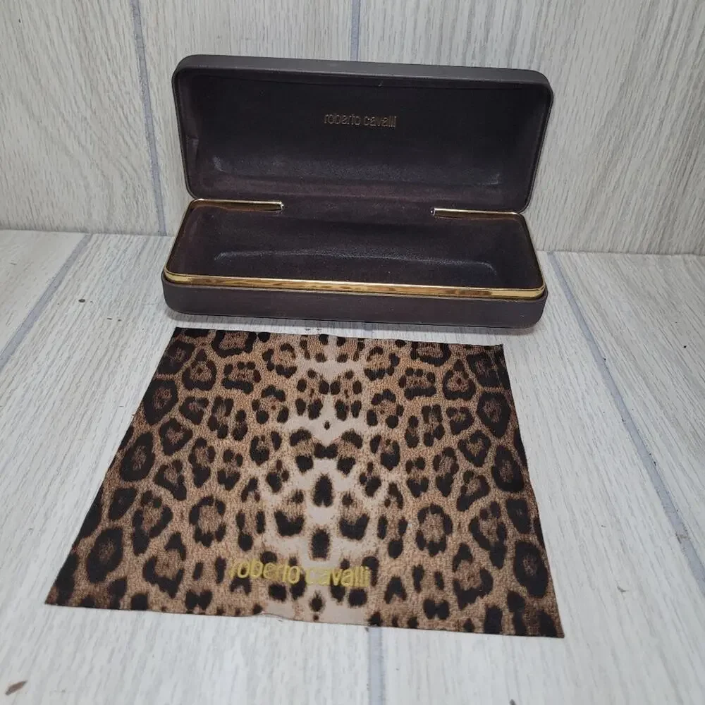 Roberto Cavalli Brown Unisex Eye Hard Glass Case And Towel